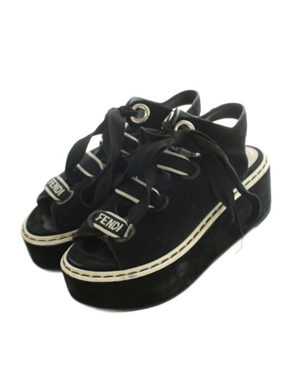 Fendi Lace-up Sandals Platform Black